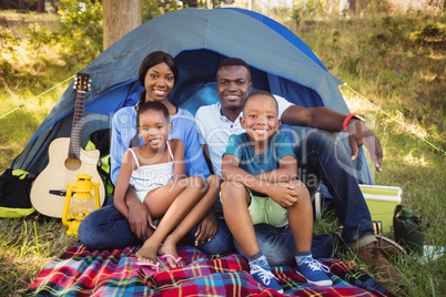 Happy family posing together