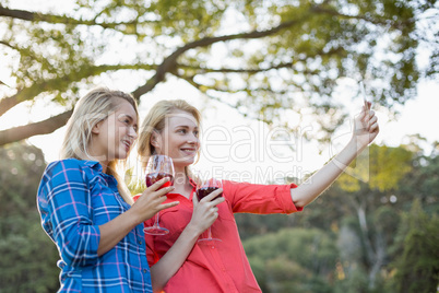 Beautiful women taking a selfie from mobile phone