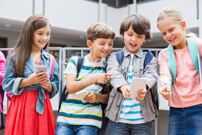 Kids taking selfie with mobile phone