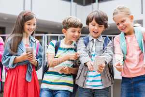 Kids taking selfie with mobile phone