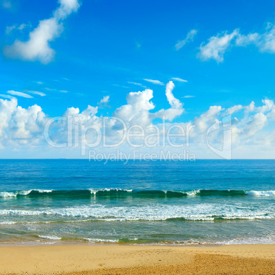 Ocean waves and blue sky