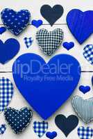 Vertical Greeting Card With Blue Heart Texture, Copy Space