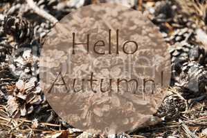 Fall Greeting Card With Text Hello Autumn
