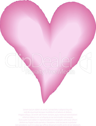 Heart watercolor pink painted, vector element for your design isolated on white.