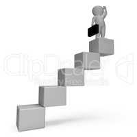 Stairs Character Indicates Business Person And Achieve 3d Render