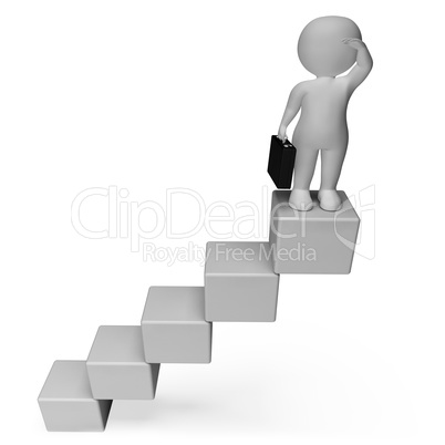 Stairs Character Means Business Person And Achieve 3d Rendering