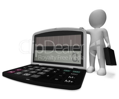 Businessman Finance Shows Math Earnings And Compute 3d Rendering