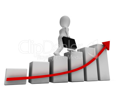 Graph Increase Represents Success Successful And Advance 3d Rend