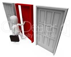 Character Doors Shows Business Person And Path 3d Rendering