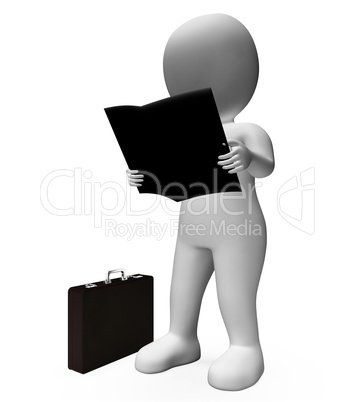Reading Businessman Shows Progress Report And Analysis 3d Render