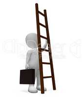 Ladder Character Means Hard Times And Advance 3d Rendering