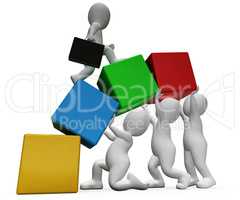 Characters Climb Shows Team Work And Businessman 3d Rendering