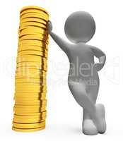Savings Money Indicates Illustration Riches And Coins 3d Renderi