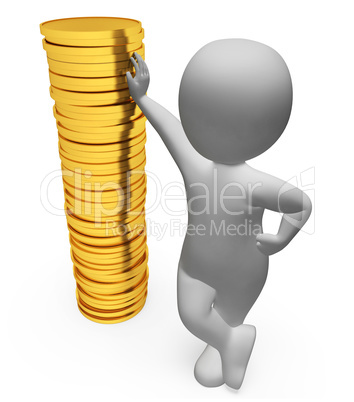 Character Finance Indicates Figures Money And Wealth 3d Renderin