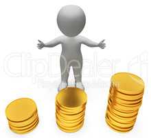Money Coins Represents Investment Wealthy And Savings 3d Renderi