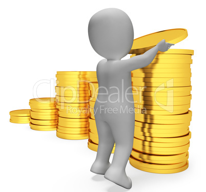 Savings Coins Indicates Character Banking And Prosperity 3d Rend