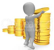 Savings Coins Indicates Character Banking And Prosperity 3d Rend