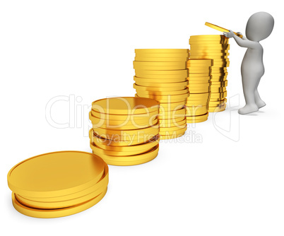 Savings Character Represents Earnings Profit And Render 3d Rende