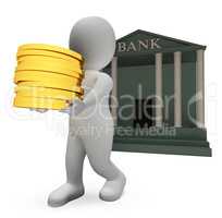 Bank Cash Indicates Wealthy Money And Coin 3d Rendering