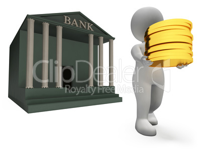 Coins Bank Represents Saved Render And Prosperity 3d Rendering