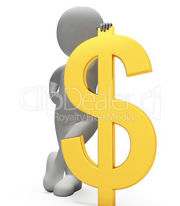Character Dollars Indicates United States And Bank 3d Rendering