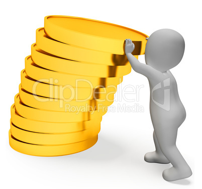 Finance Character Represents Saver Earnings And Render 3d Render