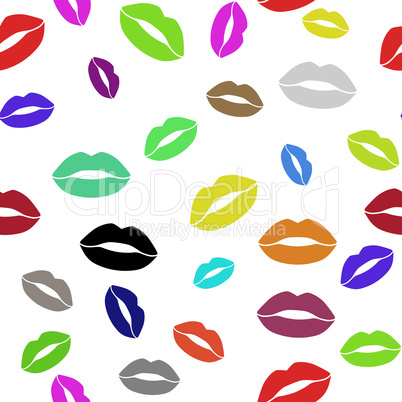 Lip seamless fashion pattern, print of lipstick, vector illustration