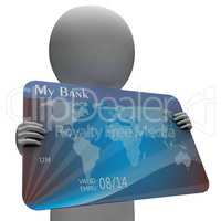 Debit Card Indicates Credit Cards And Bankrupt 3d Rendering