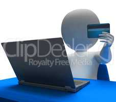 Credit Card Represents World Wide Web And Buyer 3d Rendering