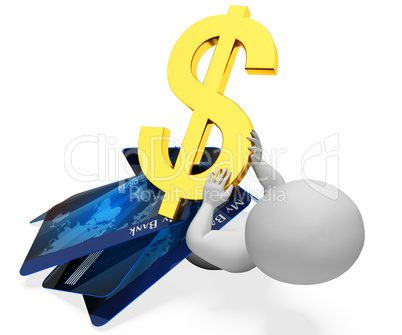 Credit Card Indicates Difficult Situation And Banking 3d Renderi