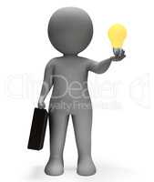 Businessman Lightbulb Shows Power Source And Character 3d Render