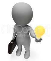 Lightbulb Idea Represents Business Person And Character 3d Rende