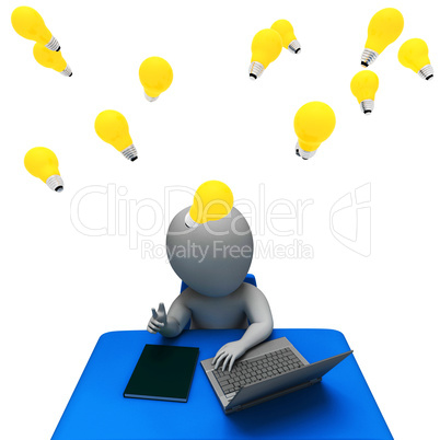 Character Lightbulbs Represents Power Source And Concepts 3d Ren