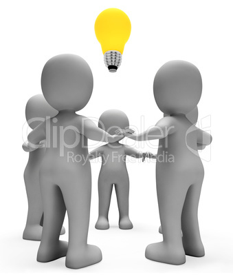 Lightbulb Characters Indicates Power Source And Combined 3d Rend