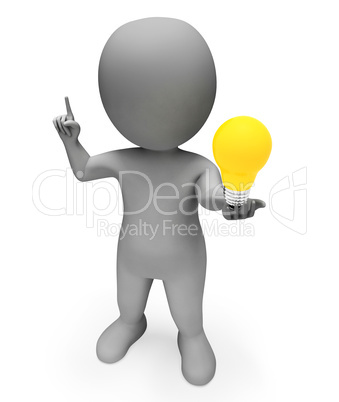 Lightbulb Character Indicates Reflection Inventions And Illustra