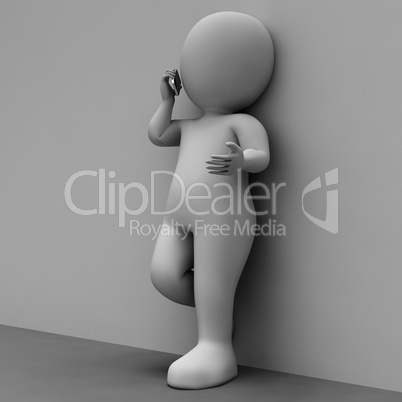 Character Call Means Telephone Illustration And Conversation 3d