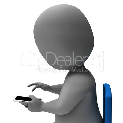 Calling Character Indicates Telephone Smartphone And Man 3d Rend