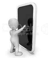 Online Character Indicates World Wide Web And Telephone 3d Rende