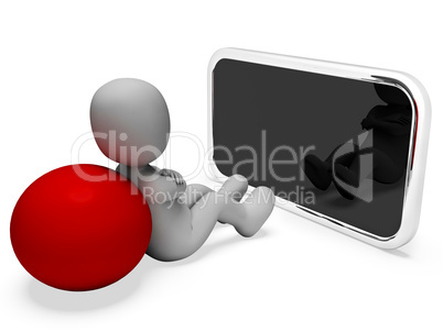 Online Smartphone Represents World Wide Web And Man 3d Rendering