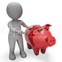 Piggybank Save Indicates Wealth Character And Earn 3d Rendering