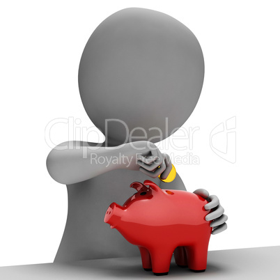 Money Piggybank Indicates Finance Saves And Wealth 3d Rendering