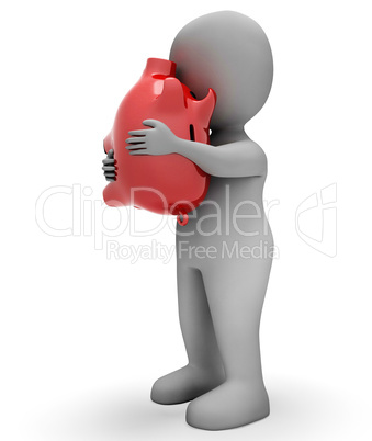 Savings Character Means Piggy Bank And Render 3d Rendering Savings Character Means Piggy Bank And Render 3d Rendering