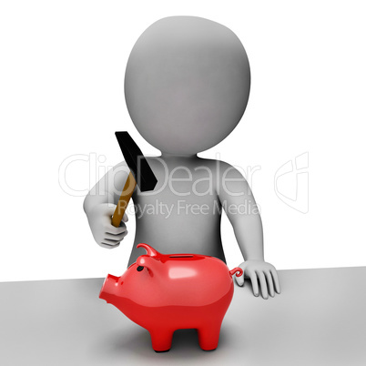 Save Piggybank Shows Spending Word And Banking 3d Rendering