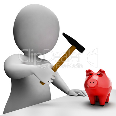 Savings Money Indicates Piggy Bank And Banking 3d Rendering