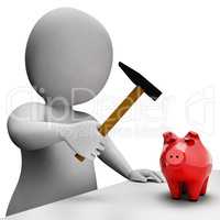 Savings Money Indicates Piggy Bank And Banking 3d Rendering