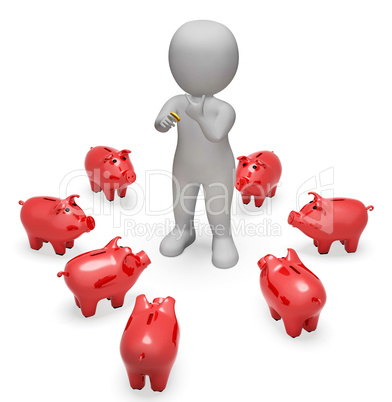 Piggybank Savings Represents Finances Wealth And Money 3d Render