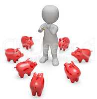 Piggybank Savings Represents Finances Wealth And Money 3d Render