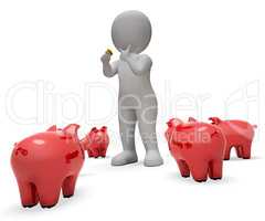 Save Savings Means Piggy Bank And Currency 3d Rendering