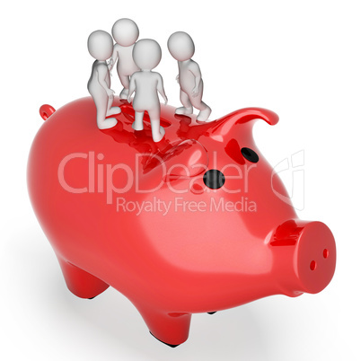 Savings Save Indicates Piggy Bank And Finance 3d Rendering