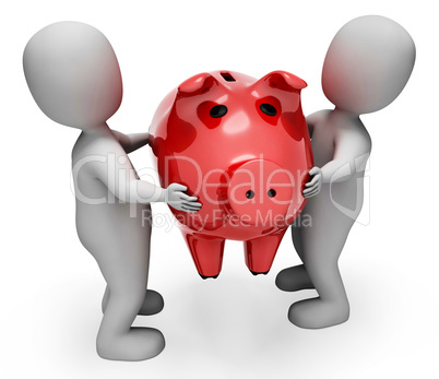 Savings Character Represents Piggy Bank And Illustration 3d Rend
